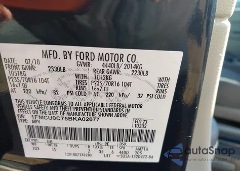 2011 Ford Escape Xls z USA, uszkodzony, nr VIN 1FMCU0C75BKA02677